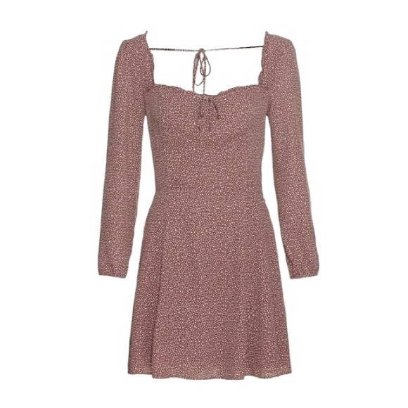 NWT Abercrombie & Fitch Portrait Neck Long Sleeve Polka Dot Mini Dress Sz M - Picture 4 of 16